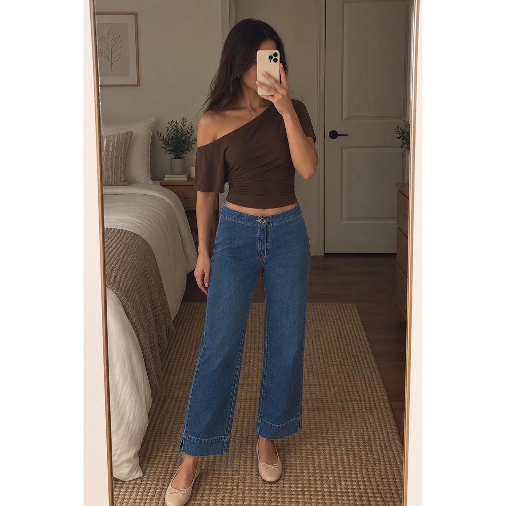 Lauren Ralph Lauren Wide Leg Sailor Capri Jeans Blue Crop Trouser Pants Size 4